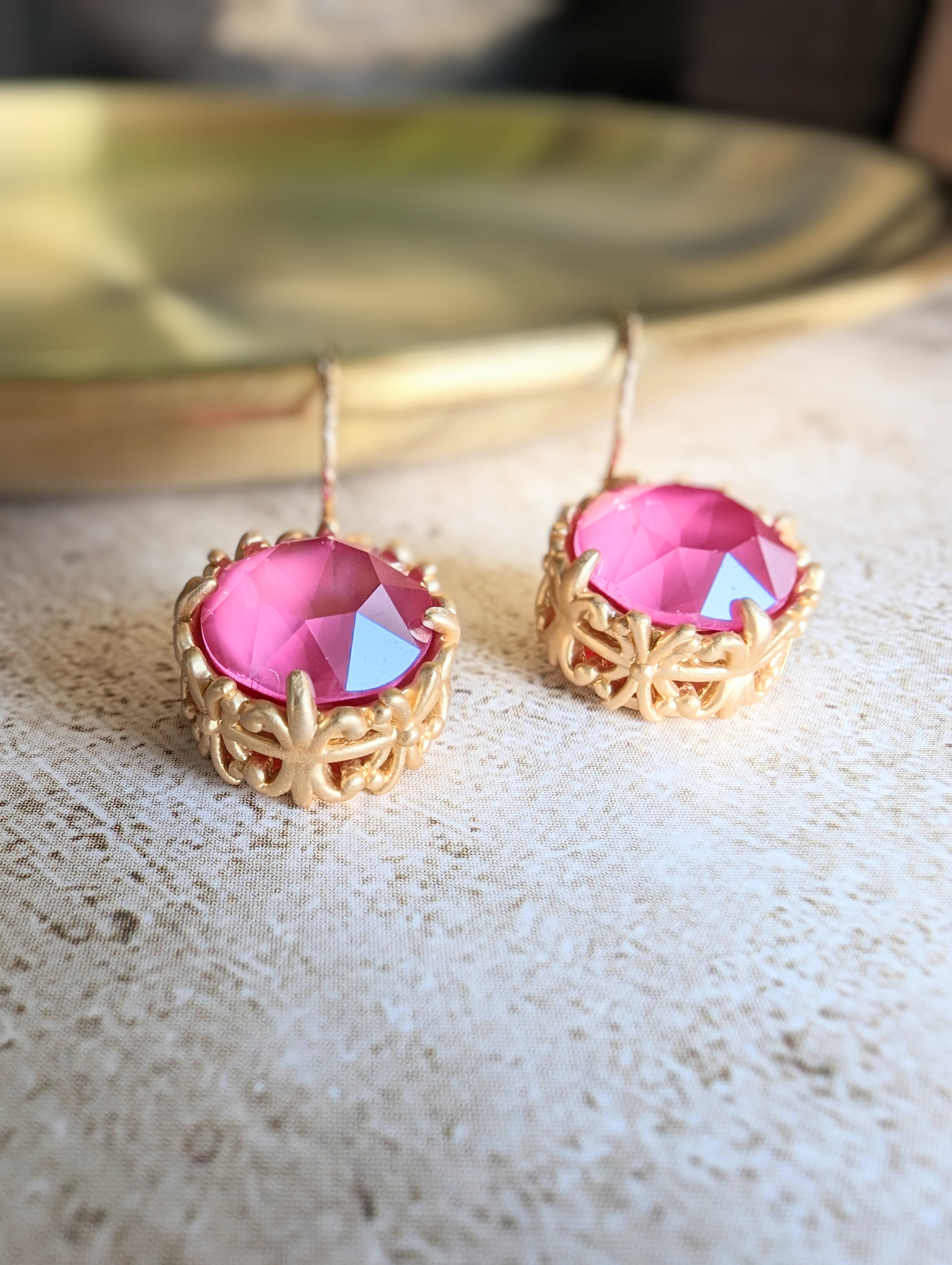 限定数◇14kgf Lily-crown Peony芍薬ピオニーピンク芸細ピアスor 