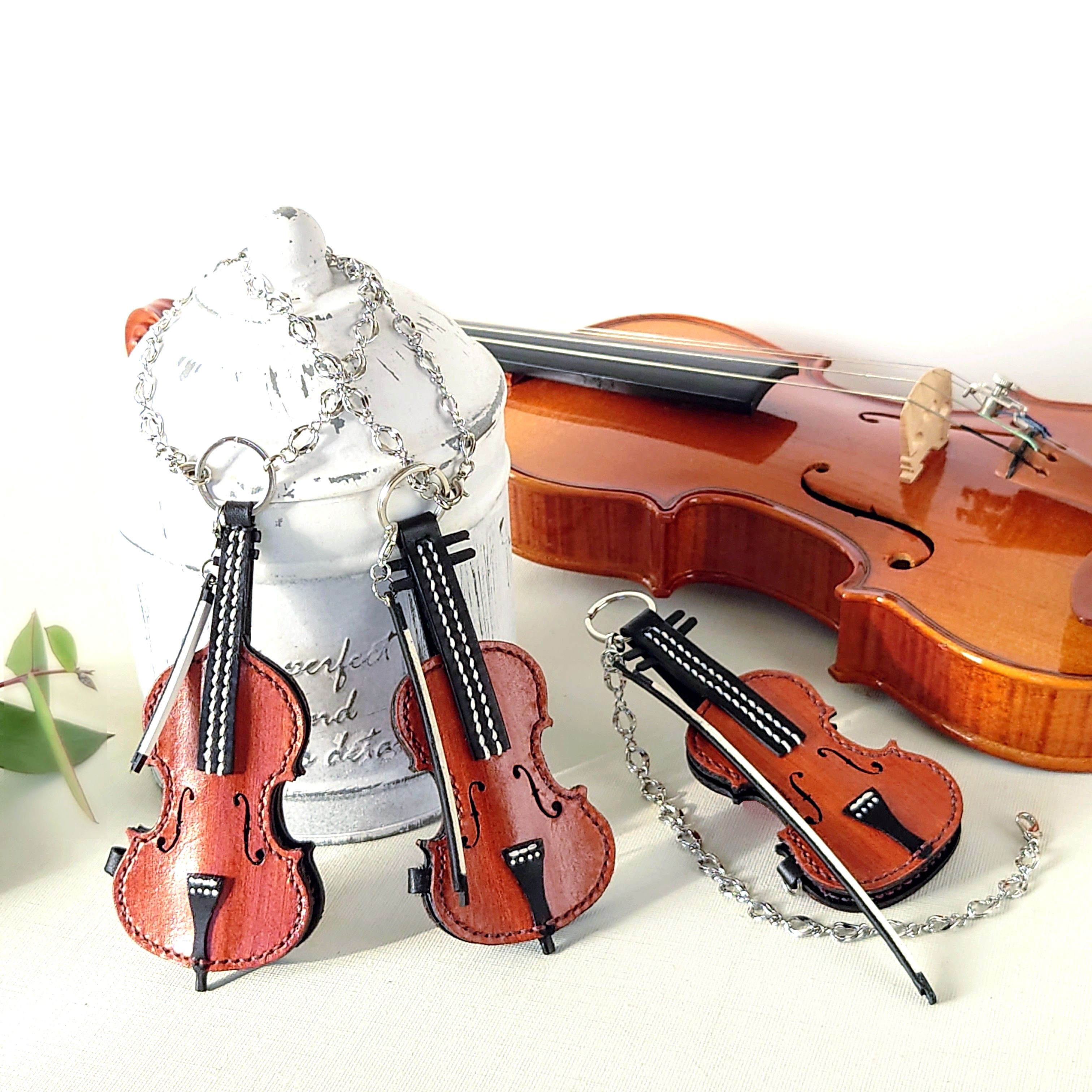 【名入れ】ミニチュア バイオリン・チェロ・コントラバス【キーカバー 】バッグチャーム ※袋ラッピング無料