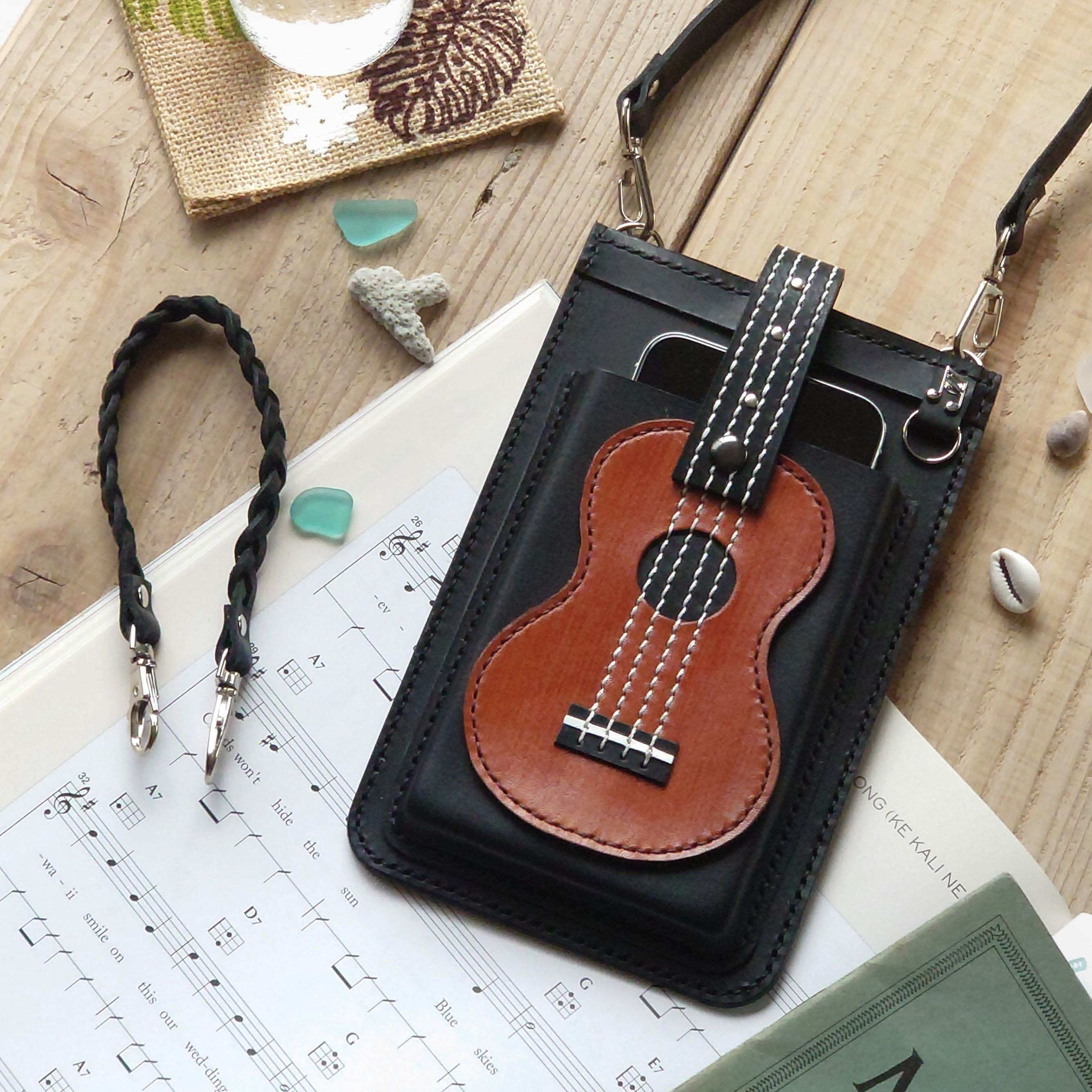 個性派！【ウクレレ】スマホポシェット【縦型・肩紐長さ調整可・2way】身軽なお出掛けに！※袋ラッピング無料