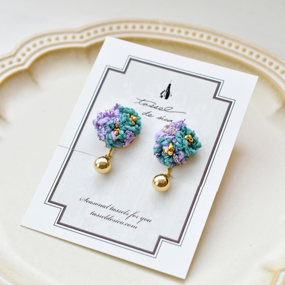 あじさいピアス・イヤリング/Purple green