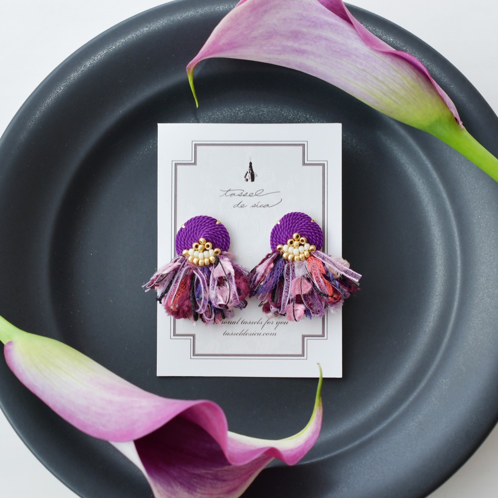 コードモチーフタッセルピアス・イヤリング /Purple